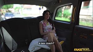 God, this tall French milf's big tits bounce as I ride her creampie finish in fake taxi!