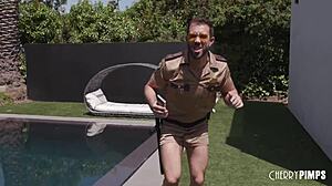 Exhibitionist April Olson Busted Flashing Big Tits Pounds Cop Will Pounder Doggystyle