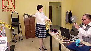 Heart races watching Regina Noir's teasing office yoga closeup