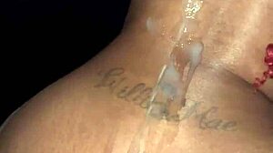 amateur ebony couple fucks doggystyle with hair pull and massive creampie backshot