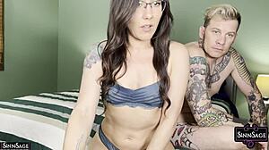 webcam babe sinn sage strips lace panties then takes live doggy pounding?