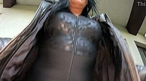 Gardener Dumps Tons Of Cum All Over My Shiny Down-Jacket In Garden Fetish Play