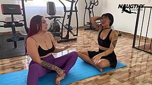 I teach yoga to hot lesbian milf as 18+ teen gets steamy n wild!!