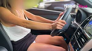 naughty wife flashes tits and panties to gas station attendant