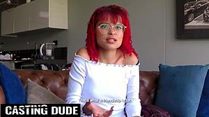 redhead latina teen gags on monster cock in messy pov!