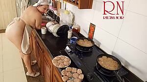 Nudist Housewife Regina Noir Cooks Naked In Kitchen Maid Style