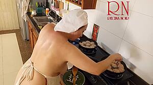 Nudist Housewife Regina Noir Cooks Naked In Kitchen Maid Style