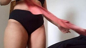 Latina stepmom strips for work but fingers juicy pussy dreaming of boss fuck