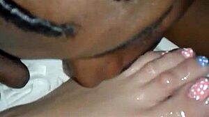 sucking wife's toes while fucking her wet pussy slowly