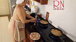 Nudist Housewife Regina Noir Cooks Naked In Kitchen Maid Style