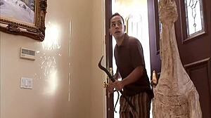 Fucking blonde big tits mom in fishnets takes monster cock doggystyle