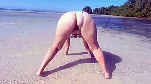 i couldn't resist my chubby milf's fat jiggling ass pissing wet on beach