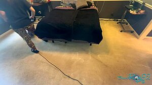 Hey just vacuuming my bedroom with this brunette milf vibe 😏🧹