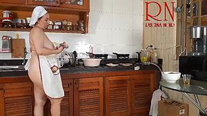 Nudist Housewife Regina Noir Cooks Naked In Kitchen Maid Style