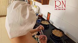 Nudist Housewife Regina Noir Cooks Naked In Kitchen Maid Style