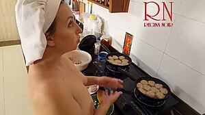 Nudist Housewife Regina Noir Cooks Naked In Kitchen Maid Style