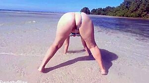 i couldn't resist my chubby milf's fat jiggling ass pissing wet on beach