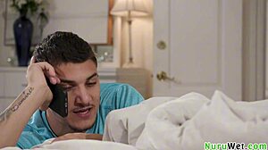 Petite blonde teen Katie Kush craves Victor Ray's huge cock during nuru massage!!