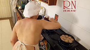 Nudist Housewife Regina Noir Cooks Naked In Kitchen Maid Style