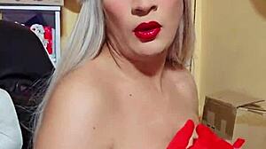 LINDA NAVIDEÑA transsexual crossdresses with huge tits ready for wild cock sucking action