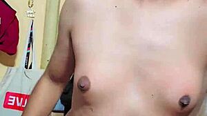 LINDA NAVIDEÑA transsexual crossdresses with huge tits ready for wild cock sucking action