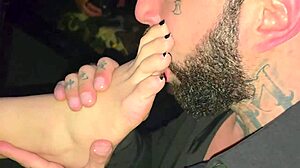 she flashes feet at swing club then gets fetish footjob real amateur
