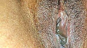 Sexy Latina Spreads Legs for Close-Up Wet Pussy View