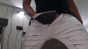 italian stepson with huge cock fucks bed then cums closeup on phone