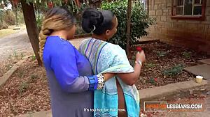 Huge boob black BBW lesbians grind double dildo till they cum hard!