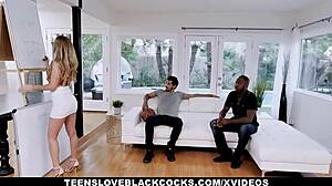 Two black monsters drill skinny blonde karla kush doggystyle cumshot?