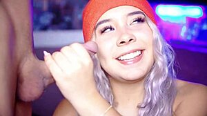 this cute-faced colombian bbw coed starts her day with cock wrapped in her lips sucking submissively