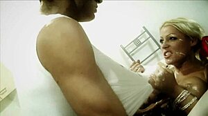 cindy behr's big boobs drenched in food before sucking monster cock