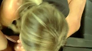 blonde babe gets ass eaten and gives footjob in the car