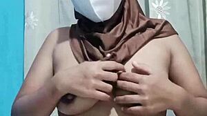 Hijab College Girl Masturbates Alone with Dildo in Quiet House