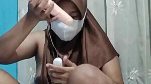 Hijab College Girl Masturbates Alone with Dildo in Quiet House