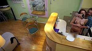 innocent young redhead tempts older man in kitchen for taboo fun