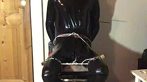 masked latex handcuff costume bondage trim