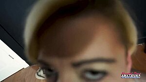 petite blonde keyton deepthroats cock then gets pussy slammed hard