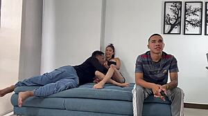 i'm pounding my friend's horny latina wife cowgirl style until he walks in on us enm diamond!