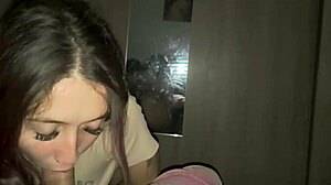 safada gags on choking deepthroat cock spitting cum into her pierced nipples and small tits