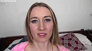 Riley Reynolds Cute Blonde Coed Gags on Huge Cock in POV Before Messy Facial Blast!