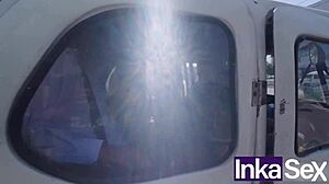 Curvy Milf Fucks Mototaxista in Taxi Parody with Public Sex Nearby