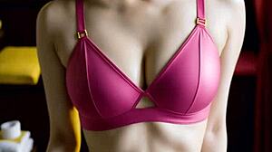 blindfolded asian massage babe in lingerie panties teases with her sexy curves!