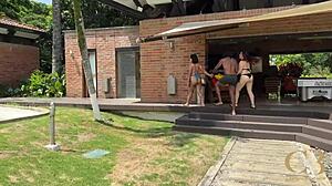 wife kylei invites third for big black cock threesome cum swap in cali