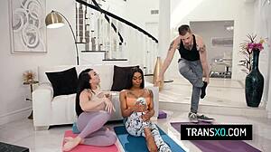 Private Yoga Class with Kasey Kei and Leilani Li Turns into Steamy Threesome Session