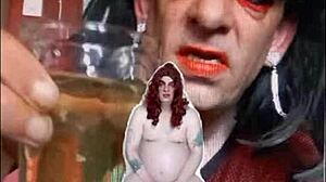 shy bisexual sissy pees naked exposed then swallows every drop