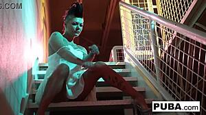 jezebelle bond strips lingerie slow, teases big tits and milf pussy close-up