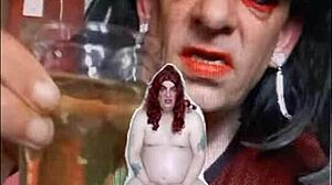 shy bisexual sissy pees naked exposed then swallows every drop