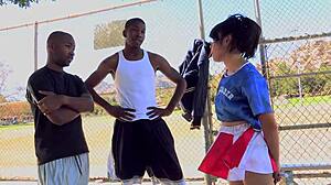 may lee cheerleader uh takes two huge bbc creampies interracial