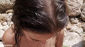 Stepsis and I fuck hard on beach creampie finish while bathers watch our public sex 😈🏖️💦